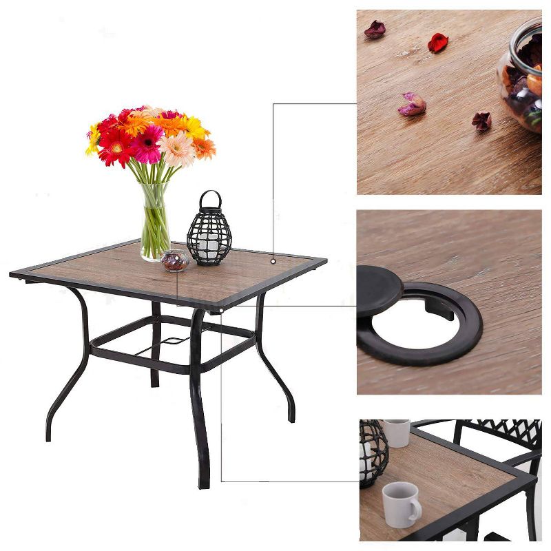 5pc Patio Set with Square Table & Lightweight Aluminum Frame Sling Chairs - Captiva Designs