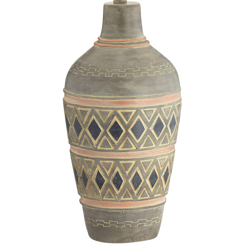 John Timberland Rustic Table Lamp Southwest Style Pattern Oatmeal Fabric Drum Shade for Living Room Bedroom Bedside Office Family