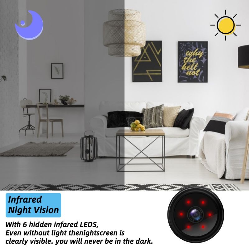 Donwell New Mini Hidden Spy Camera Wireless WIFI Night Vision 1080P HD Motion Detection IP Camera For Home Security (Black)