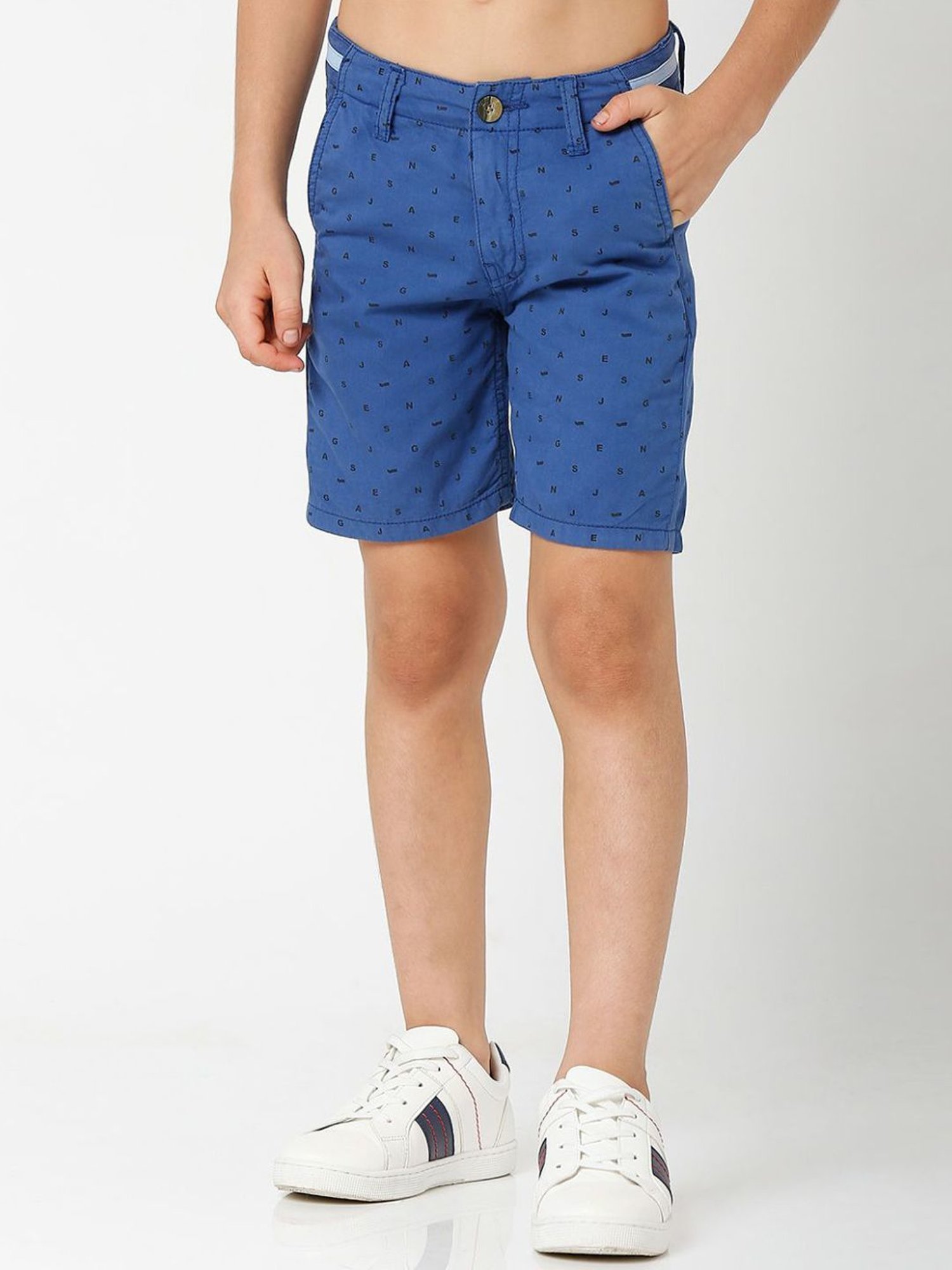 Gas Kids Blue Cotton Printed Shorts
