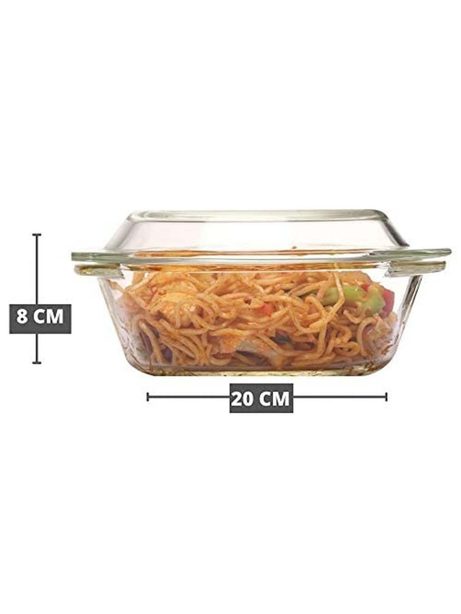 Femora Transparent Borosilicate Glass 20 cm Casserole (2 L) - Set of 2