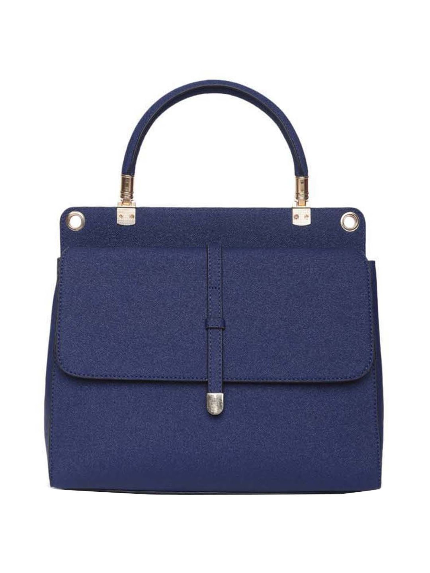 KLEIO Blue Solid Medium Satchel Handbag