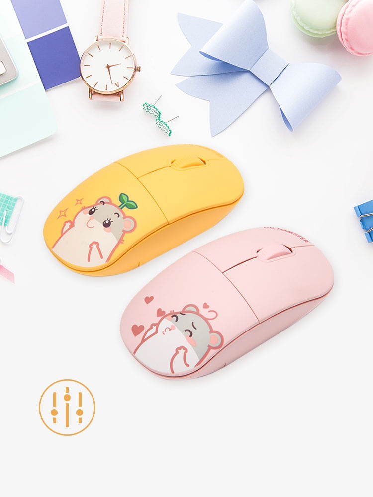 Fuhlen X DD. Hamster Limited Version MK900 2.4 GHZ  Wireless Connectivity,Round Keycaps Keyboard and 3 Files  DPI Adjustable Mouse Combo-Yellow