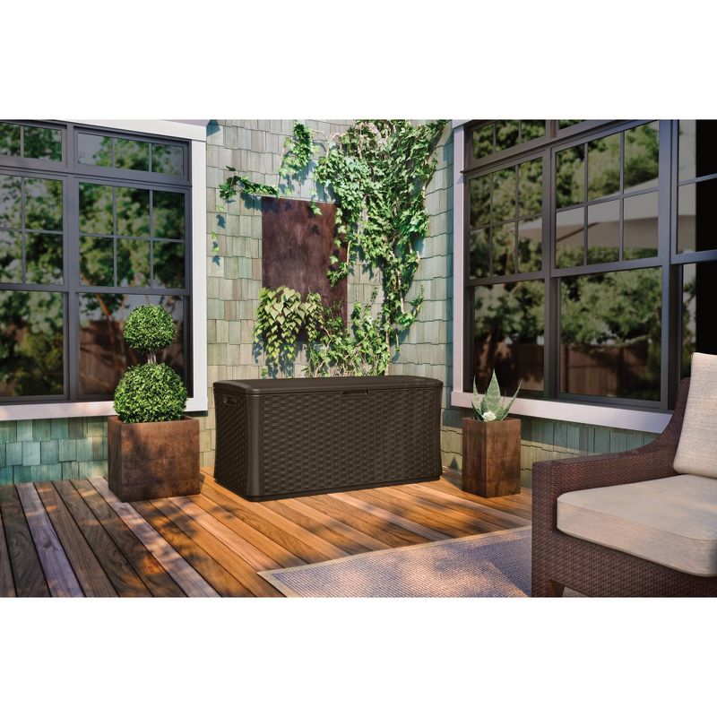 134gal Resin Java Wicker Deck Box Brown - Suncast