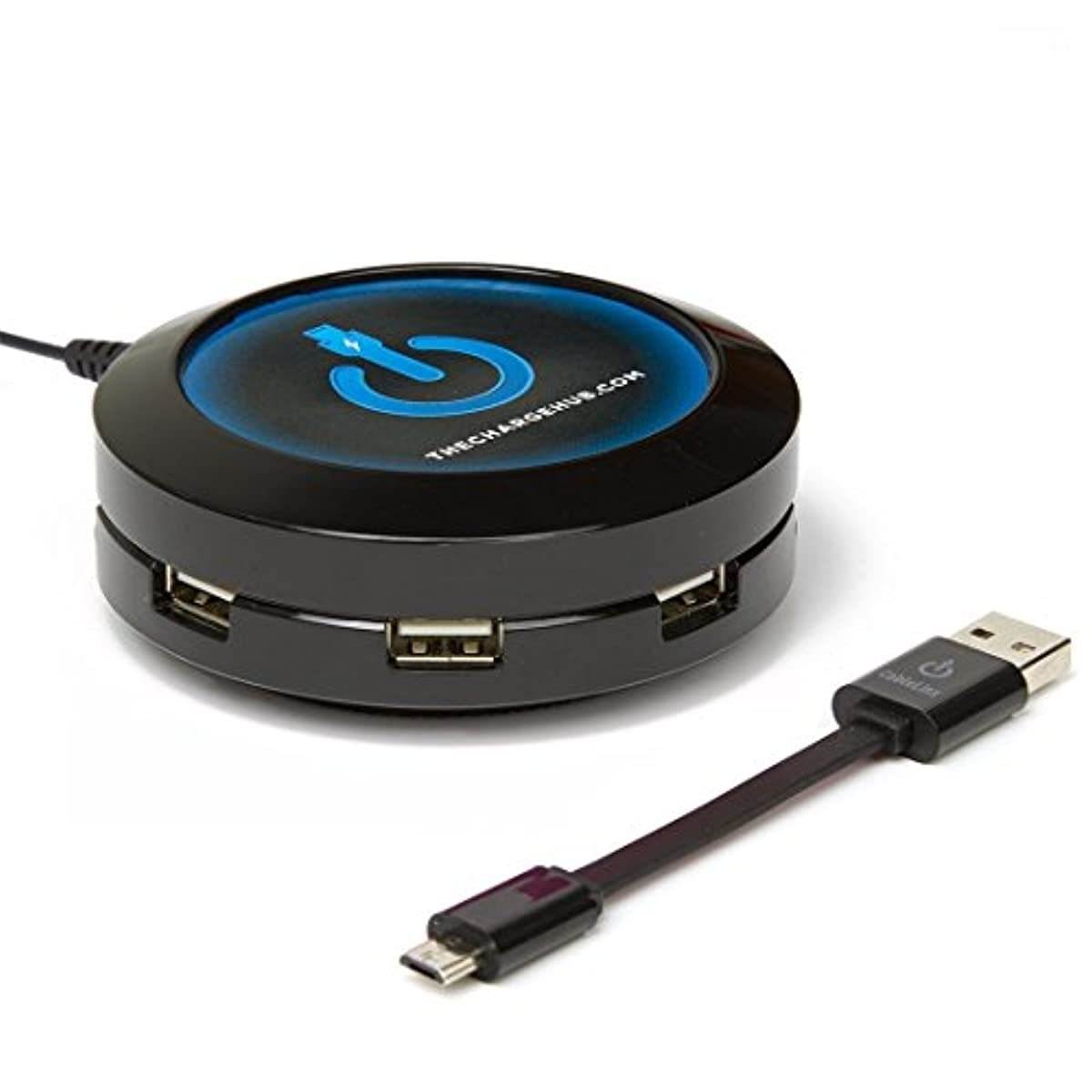 ChargeHub X7-7-Port USB Charger Desktop Charging Station 2.4A Per Port/44W - SmartSpeed Technology for iPhone X/8/7/6 Plus, iPad, Galaxy S9/S8/S7, Nexus, LG & Other Devices - Round (Black)