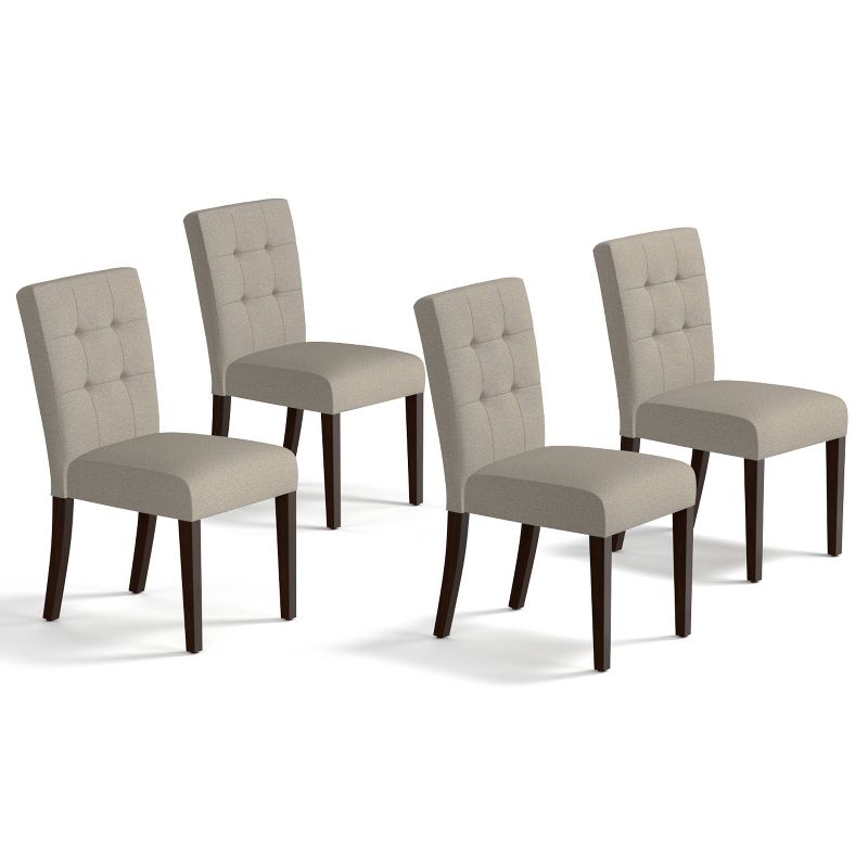 Set of 4 Blanca Tufted Upholstered Dining Chairs Taupe Linen - Handy Living
