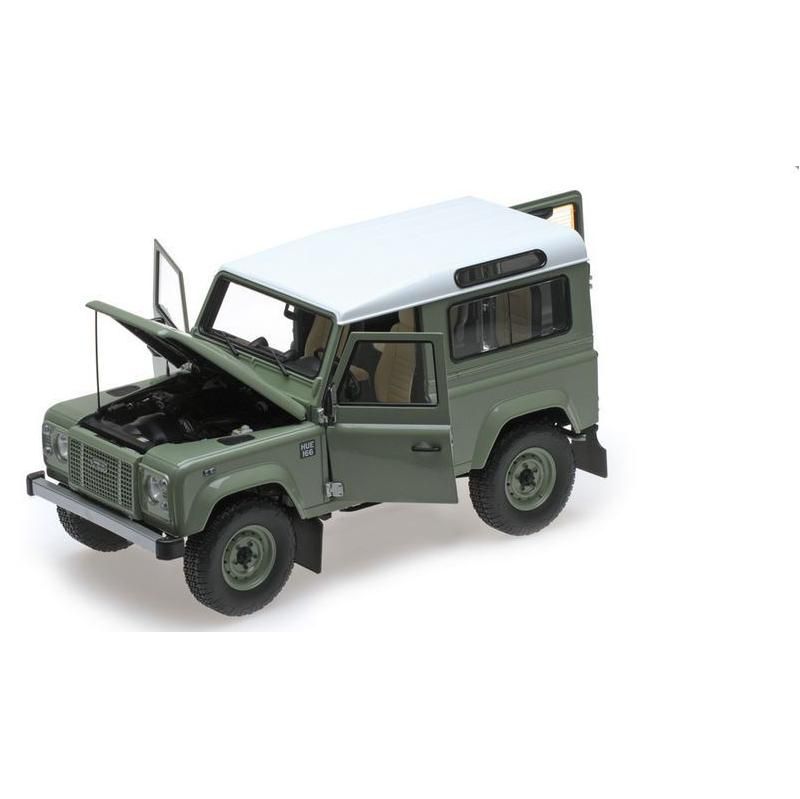 2015 Land Rover Defender 90 Grasmere Green with White Top Heritage Edition 1/18 Diecast Model Car by Almost Real