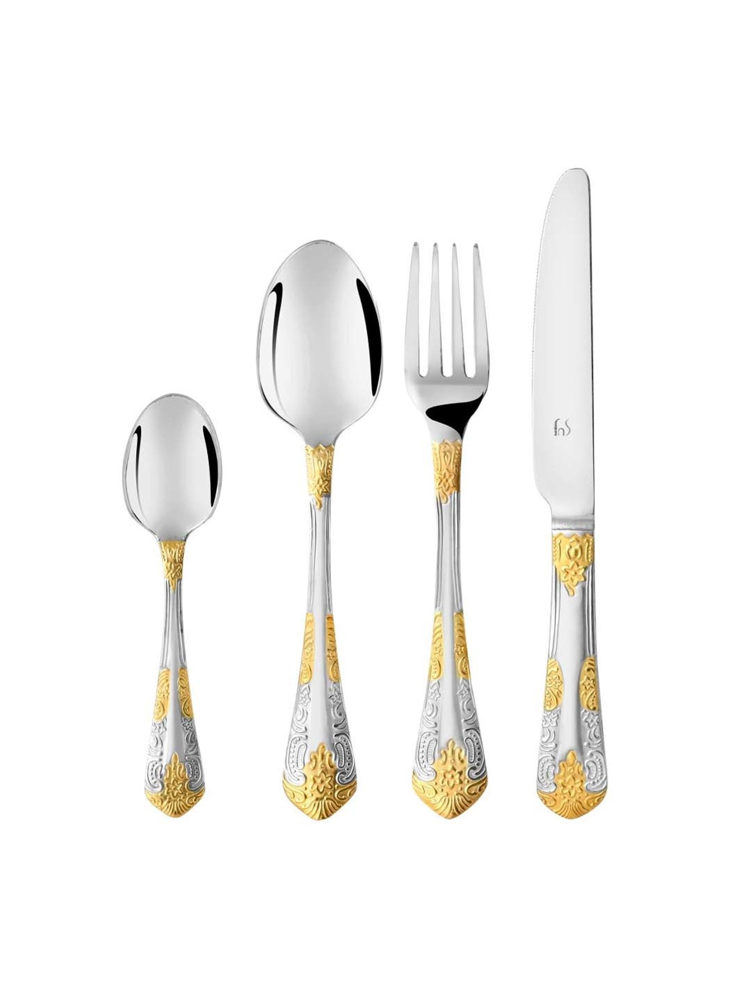 FnS Odyssey Silver & Gold Stainless Steel Cutlery - Set of 24