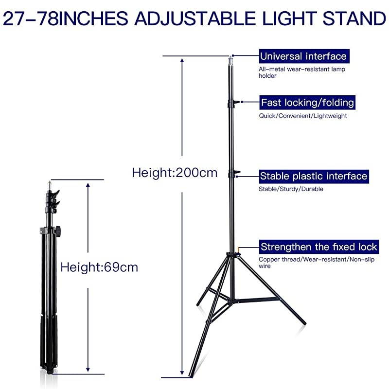 LED Video Light Kit with 79''Adjustable Light Stand, 2-Pack Dimmable Photography Lighting with Carrying Bag, Batteries, New Led Light Panel for Product Portrait Video Shooting YouTube Facebook
