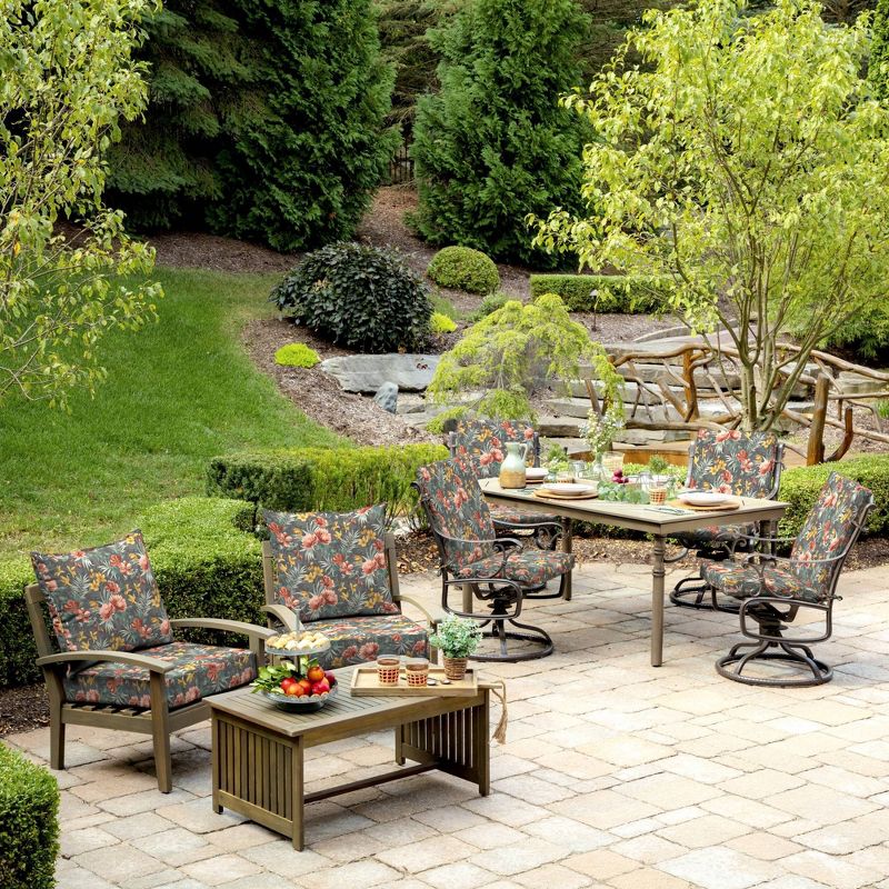 Arden Selections Phoebe Floral Outdoor High Back Dining Chair Cushion