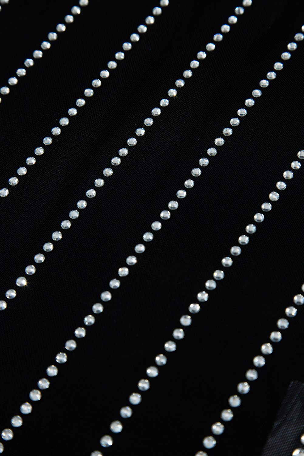 Rose Red Rhinestone Mesh Long Sleeve Bodysuit