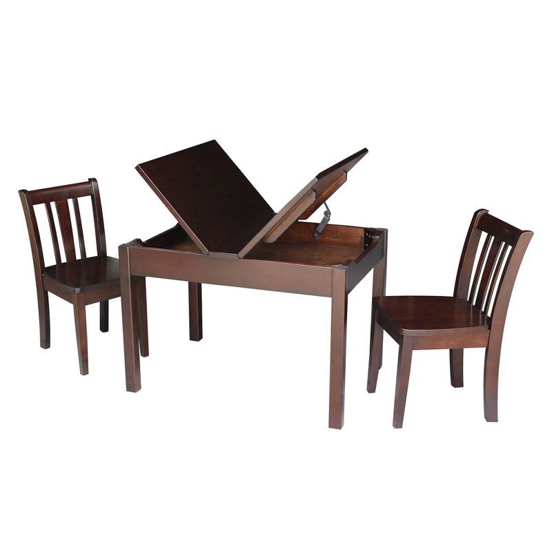 Kids' Storage Table with 2 San Remo Juvenile Chairs Rich Mocha - International Concepts