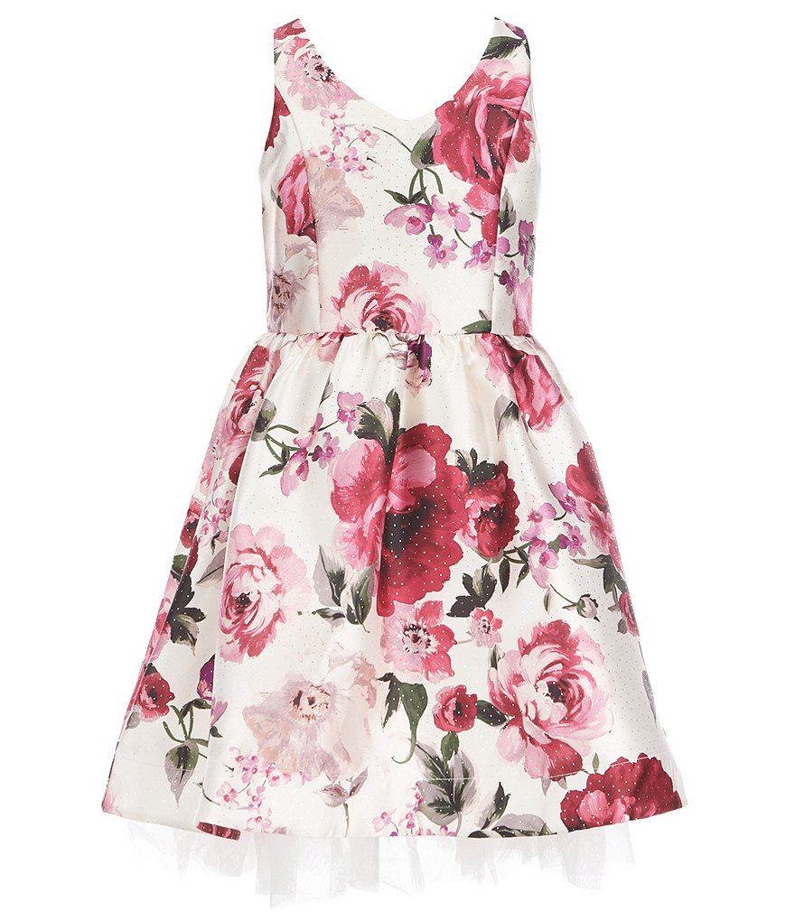 Poppies and Roses Big Girls 7-16 Flutter-Sleeve Double Hem Fit-And-Flare Dress