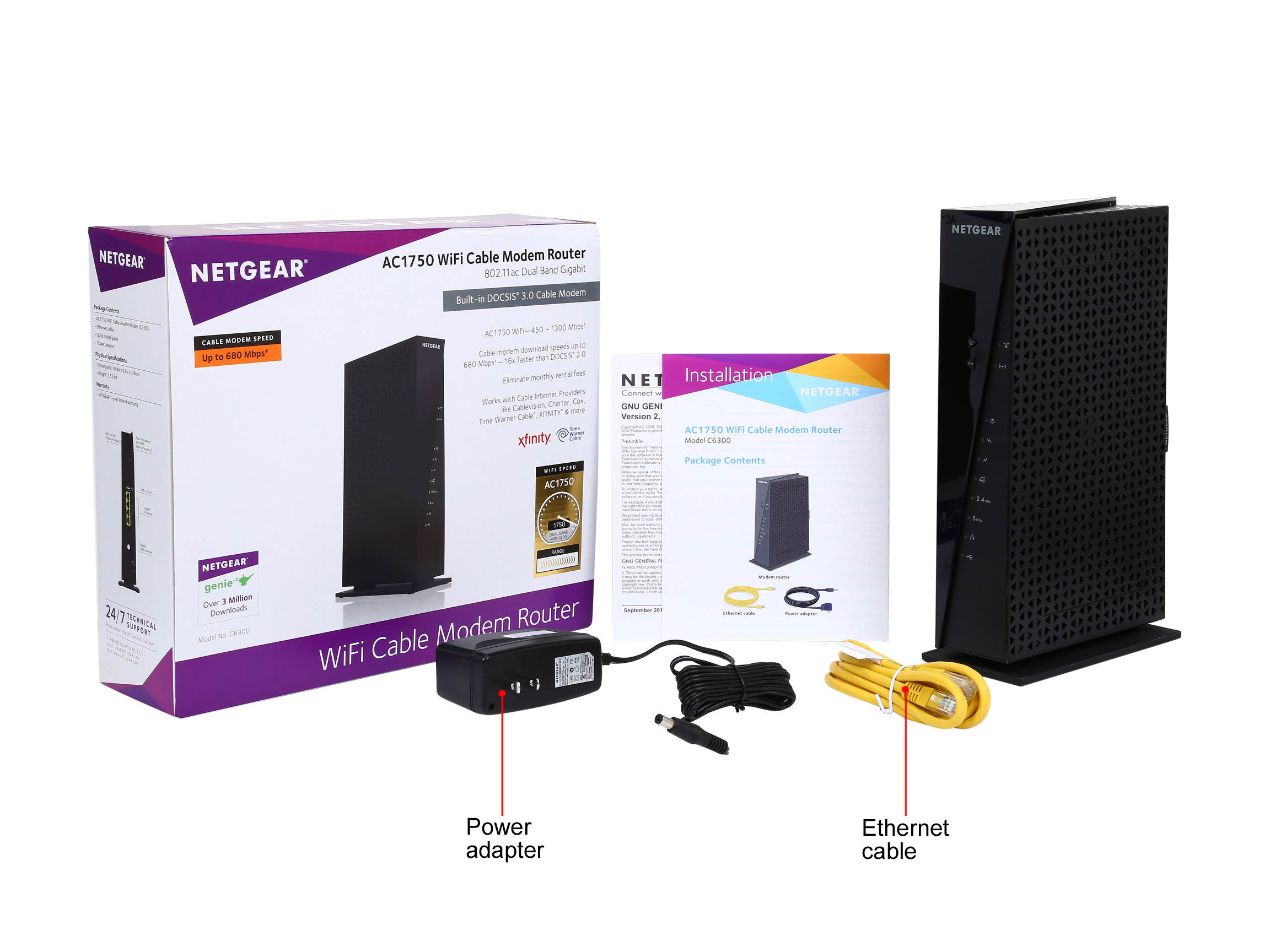 Orbi Whole Home AC2200 Tri-band Wi-Fi System Come with an Orbi Router with a Built-in Cable Modem and a Satellite (CBK40)