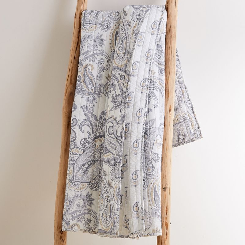 Maribelle Paisley Quilted Throw Grey - Levtex Home