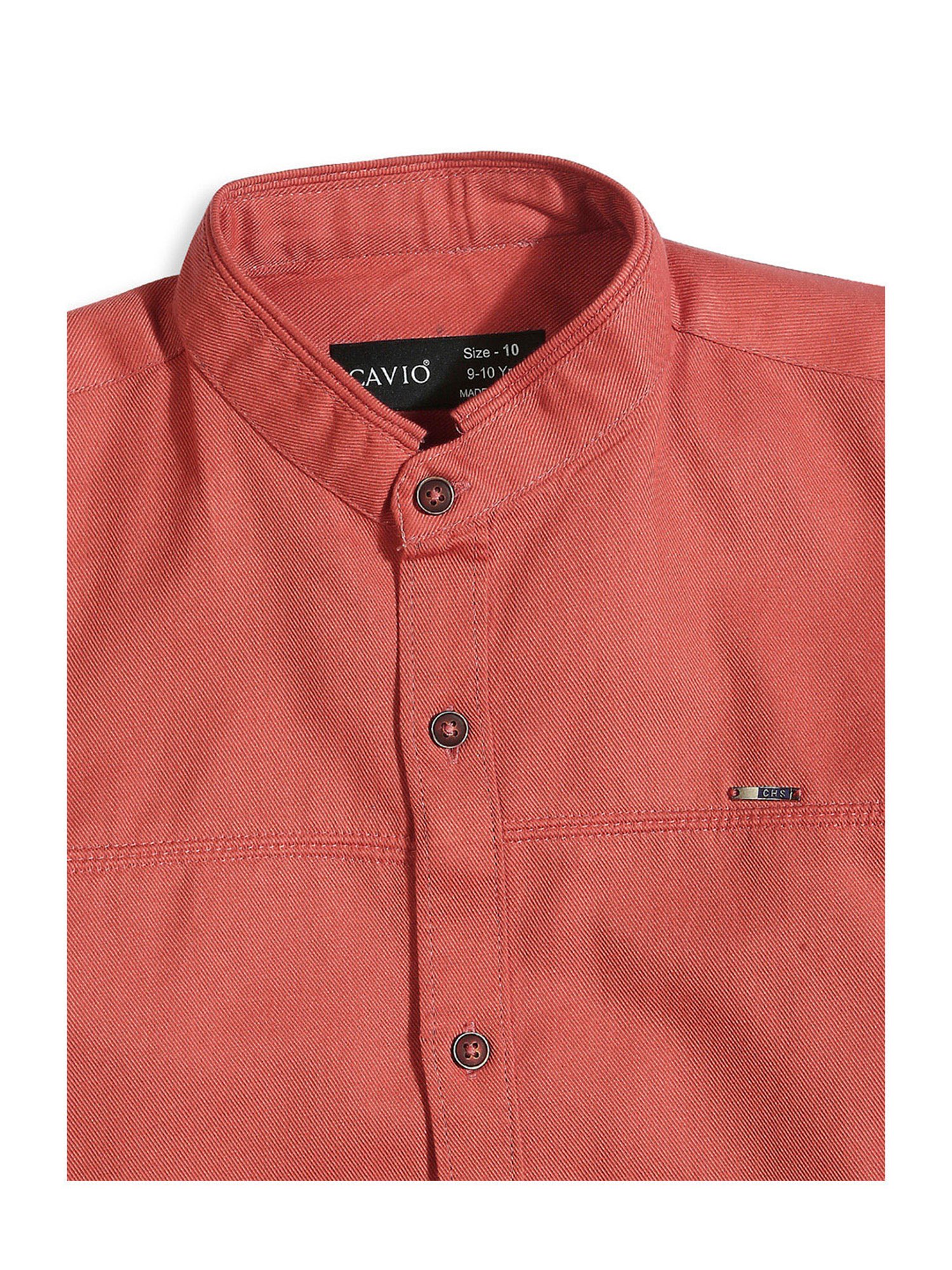 Cavio Kids Orange Solid Full Sleeves Shirt
