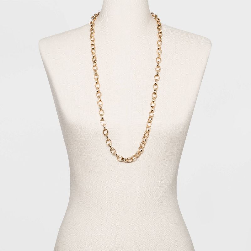 Long Metal Chain Link Necklace - A New Day™ Gold