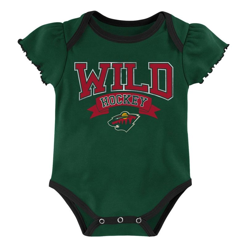 NHL Minnesota Wild Girls' Winning Goal Bodysuit Set 3pk - 6-9M
