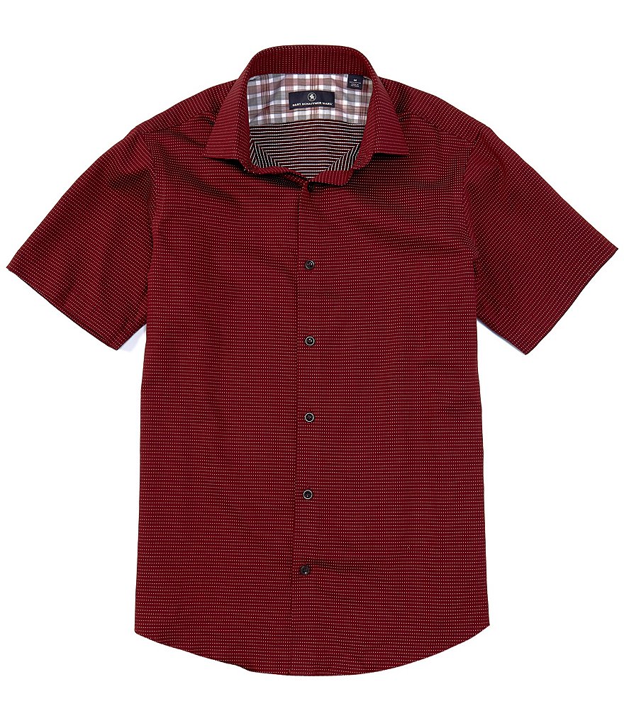Hart Schaffner Marx Short Sleeve Spread Collar Diamond Dot Sportshirt