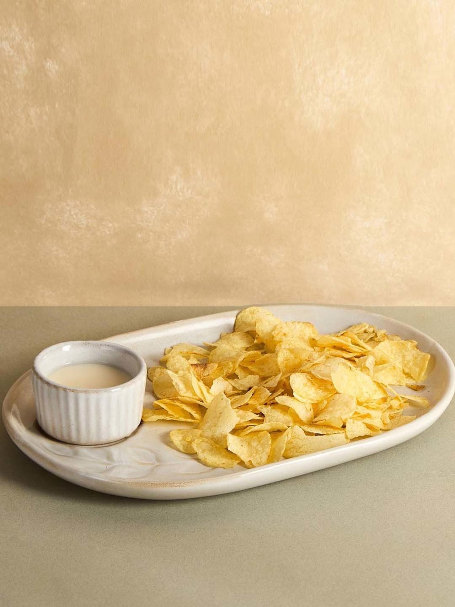 Fabindia Anaarbagh White Ceramic 1 Platters & 1 Dip Bowl