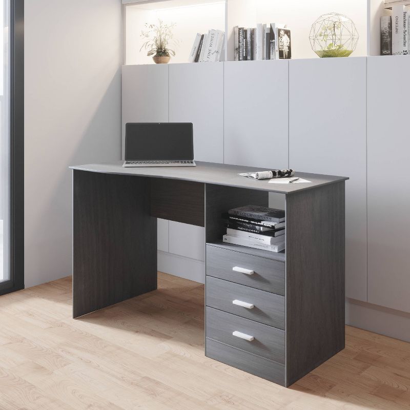 Classic Computer Desk with Multiple Drawers Gray - Techni Mobili