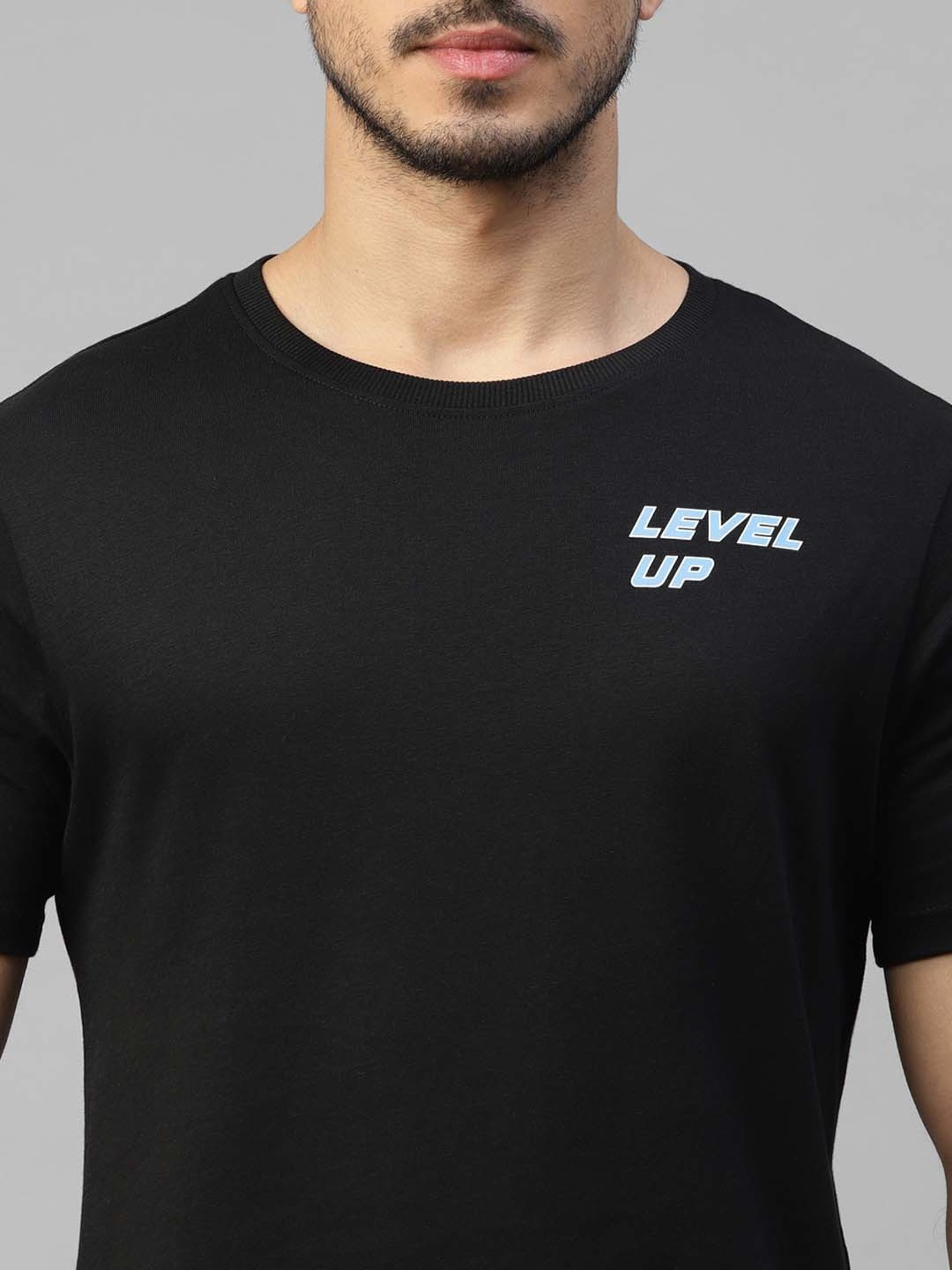 Royal Enfield LEVEL UP GLOW Black Regular Fit Printed Crew T-Shirt