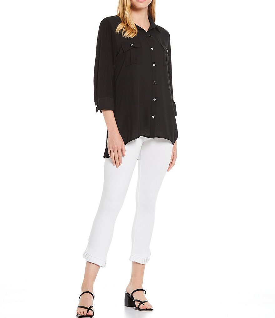 Slim Factor By Investments Ponte Ruffle Hem Capri