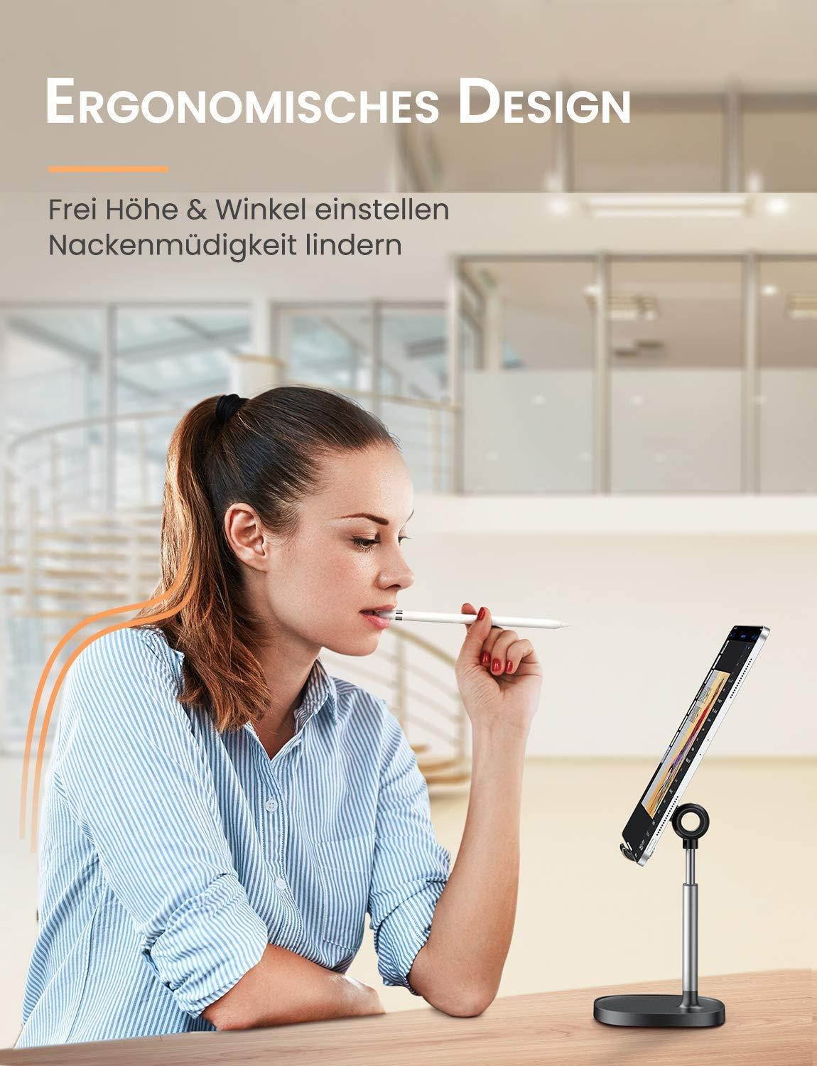 Cell Phone Stand,Angle Height Adjustable Stable LISEN Cell Phone Stand For Desk,Sturdy Aluminum Metal Phone Holder,Compatible with Mobile Phone/iPad/Kindle/Tablet,4-10inch