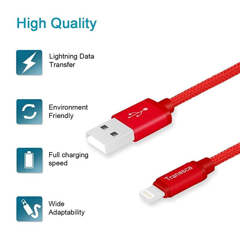 Dual USB Wall Charger and 6ft Charging Cable Red