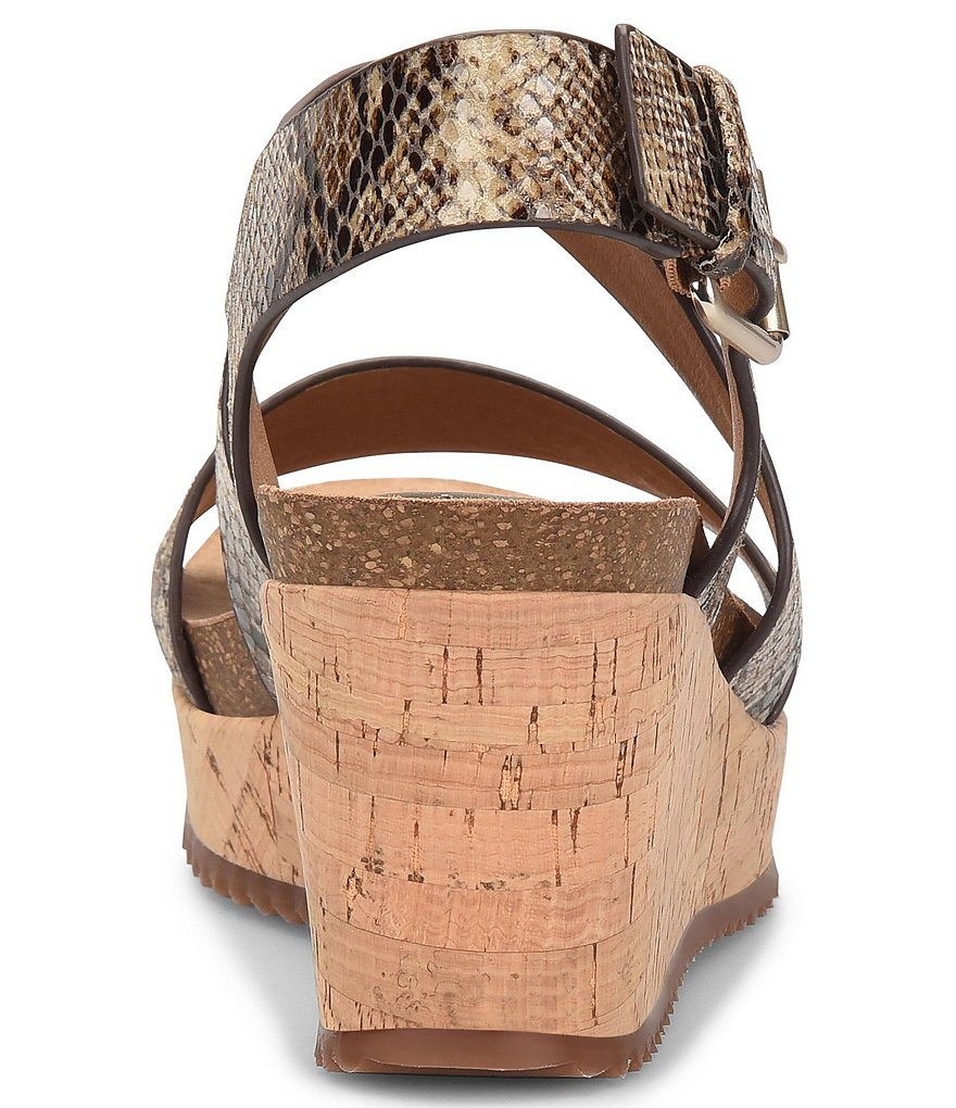 Sofft Haddison Snake Print Cork Wrapped Wedge Sandals