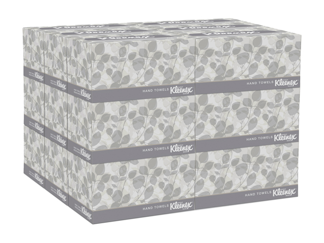 Kleenex Hand Towels with Premium Absorbency Pockets (01701), Hygienic Countertop Pop-Up Box, White, 120 Sheets / Carton, 18 Cartons / Case