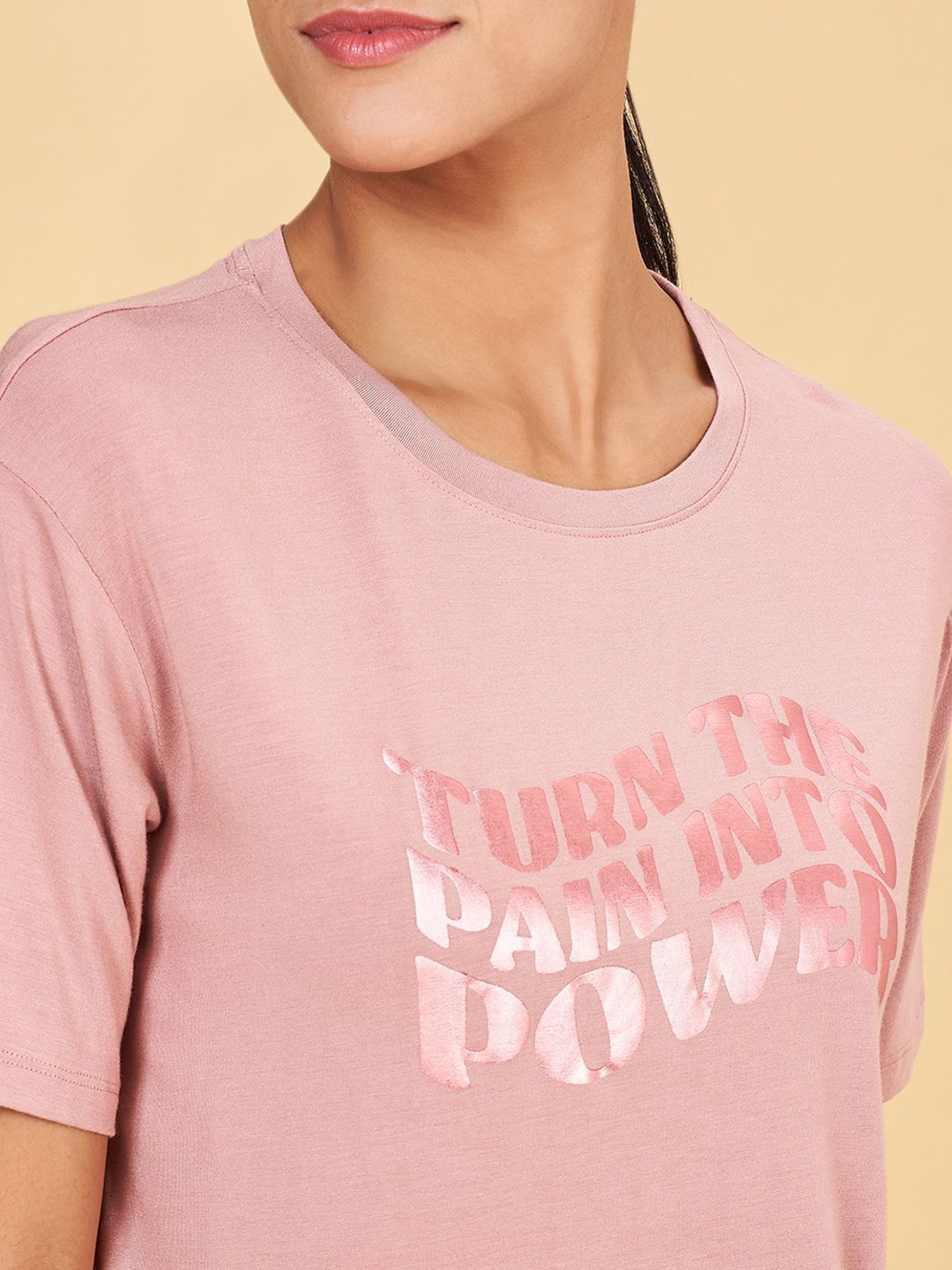 Ajile by Pantaloons Pink Printed Sports T-Shirt