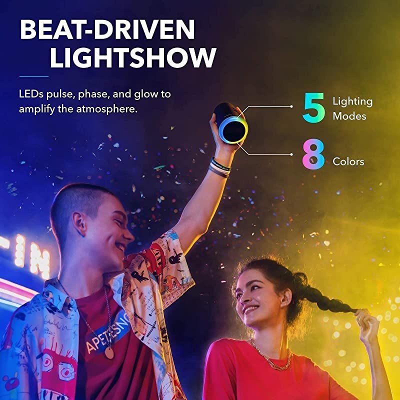 Flare Mini Bluetooth Speaker Outdoor Bluetooth Speaker IPX7 Waterproof for Outdoor Parties LED Light Show with 360&deg; Sound and BassUp Technology
