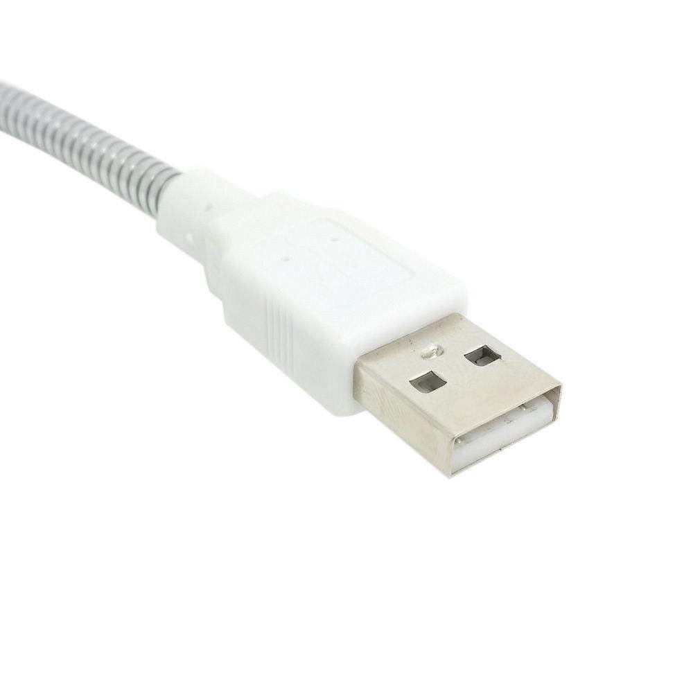 Flexible USB 2.0 Male to USB 2.0 Female Data & Power Extension Cable Metal Stand Holder White 0.3m