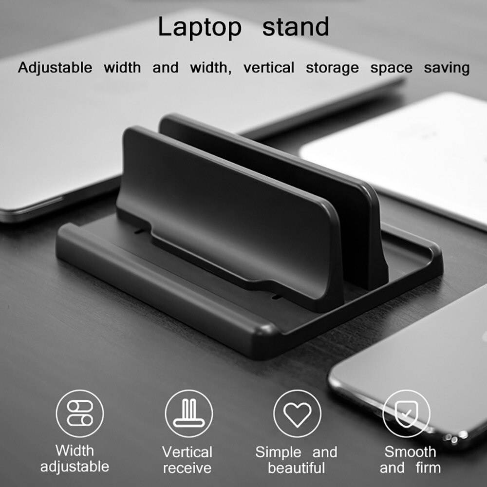 Base Mount Adjustable Notebook Erected Double Space Holder Vertical Desk Laptop Stand For MacBook IPad Width Of 1.4 4cm
