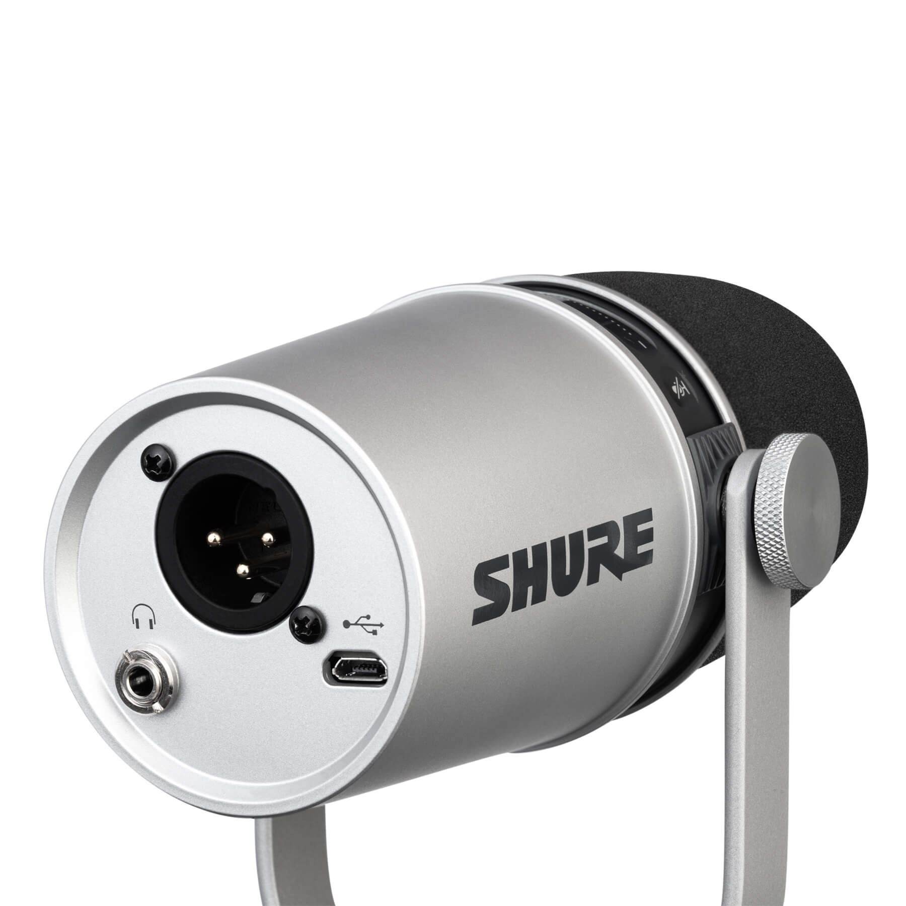 Shure MV7-K Podcast Microphone. Silver