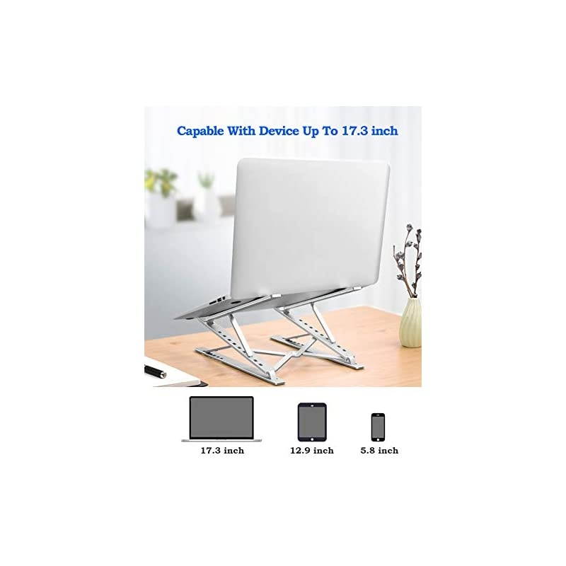 Ergonomic Laptop Stand for Desk Sturdy Aluminium Laptop Riser with 6+9 Adjustable Levels Portable Foldable Laptop Holder Compatible with All Notebooks iPads Tablets up to 173