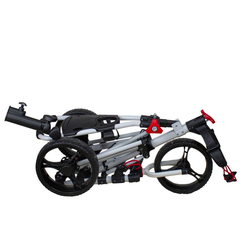 Northlight 48" White and Black Easy Folding 3 Wheel Golf Bag Push Cart