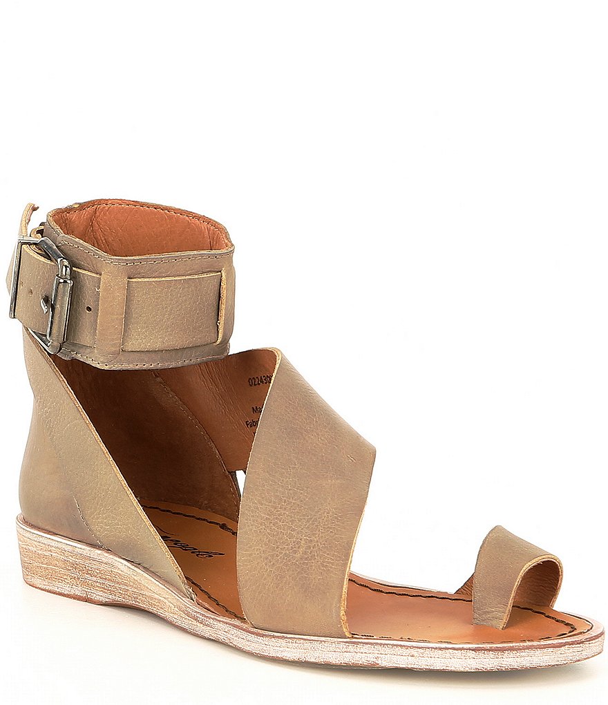 Free People Vale Leather Asymmetrical Toe Loop Ankle Strap Sandals