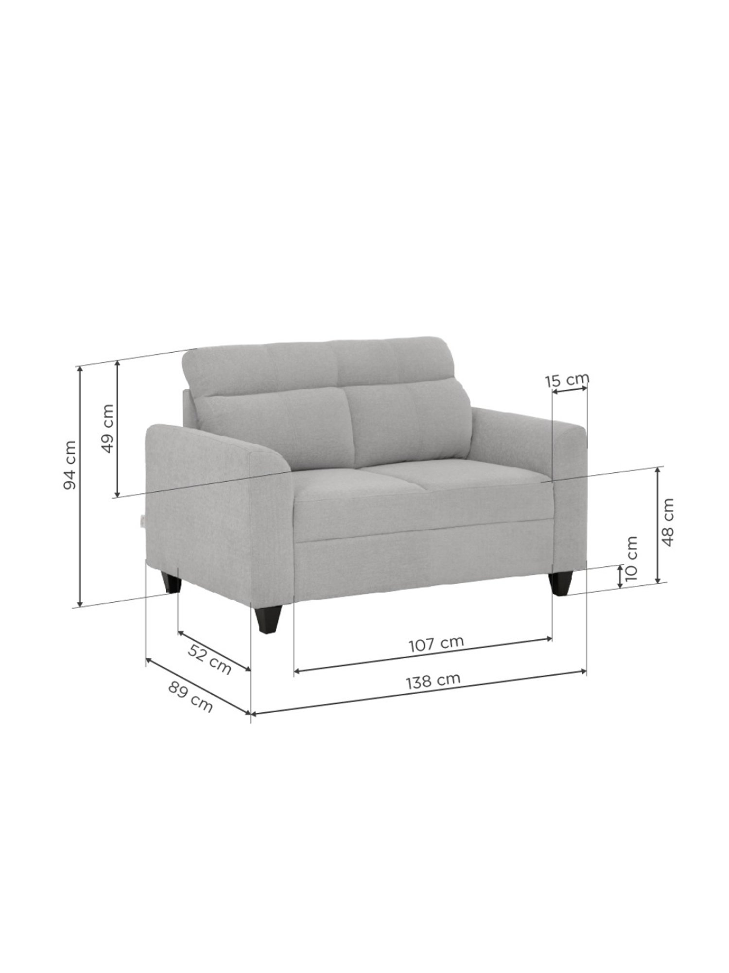 Duroflex Zivo Plus Grey Solid Wood 2 Seater Sofa Set