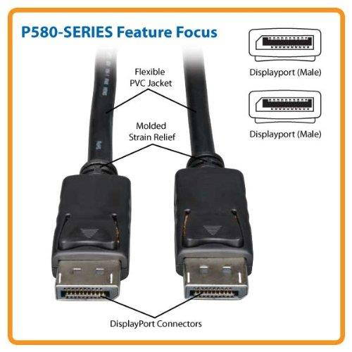 Tripp Lite DisplayPort Cable with Latches (M/M), DP to DP, 4K x 2K, 15-ft. (P580-015)