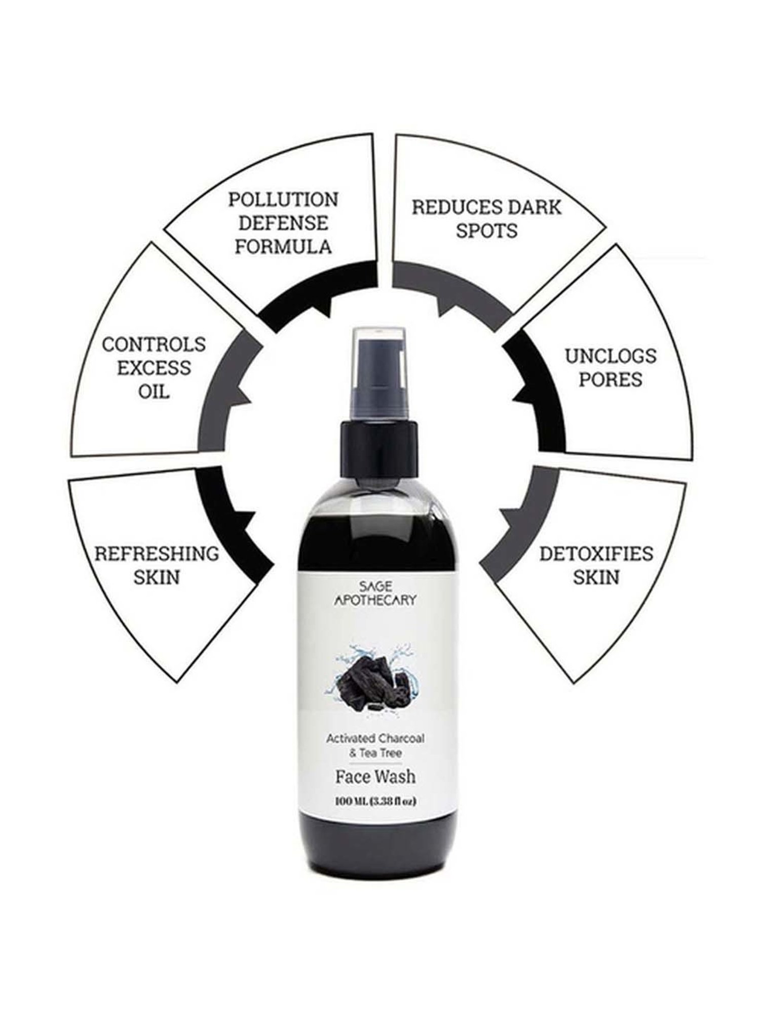 Sage Apothecary Activated Charcoal Face Wash - 100 ml