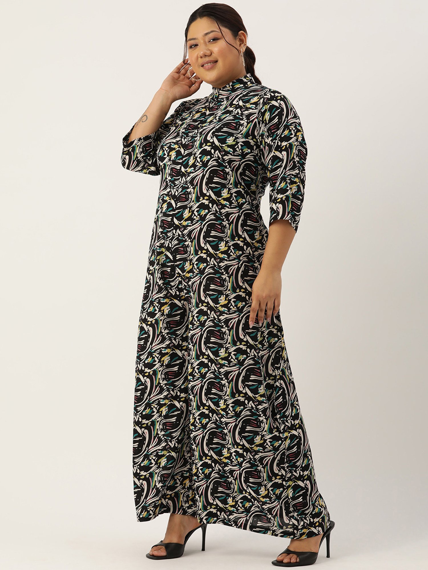 theRebelinme Black Printed Plus Size Jumpsuit