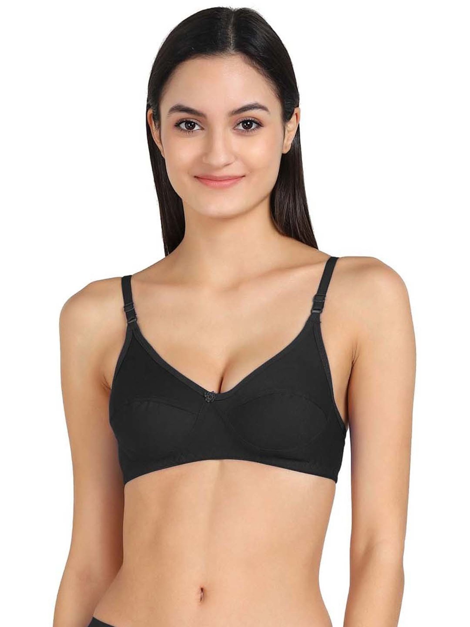 AROUSY Pink & Black Cotton Everyday Bras - Pack Of 3