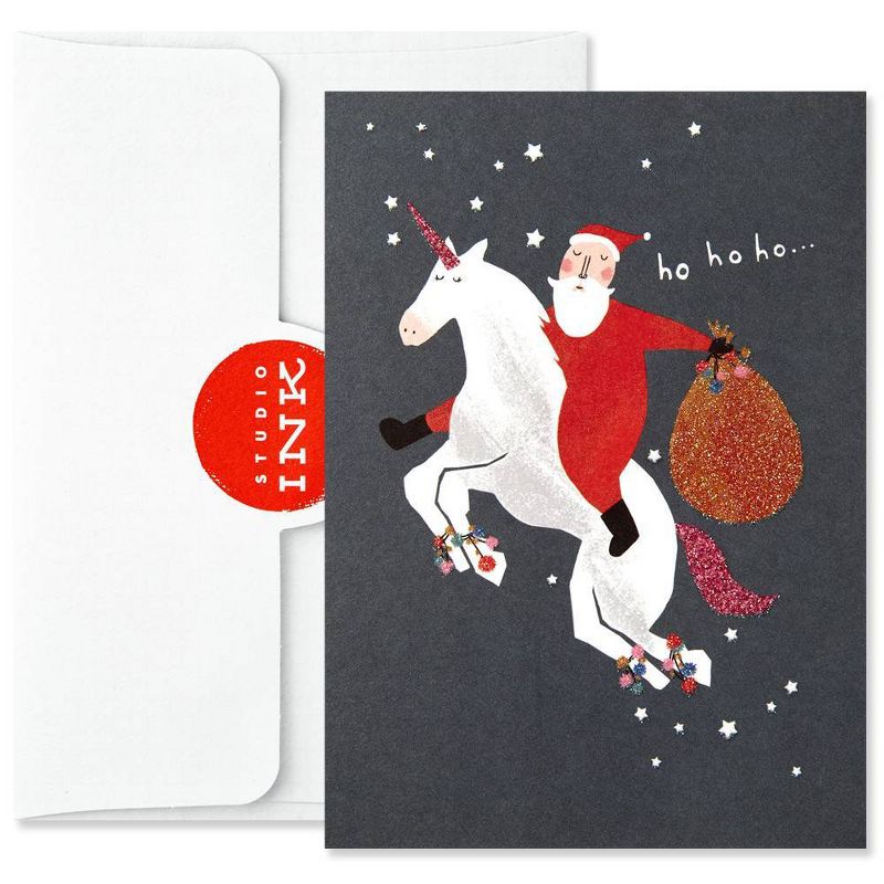 8ct Hallmark Santa Riding Unicorn Christmas Greeting Cards
