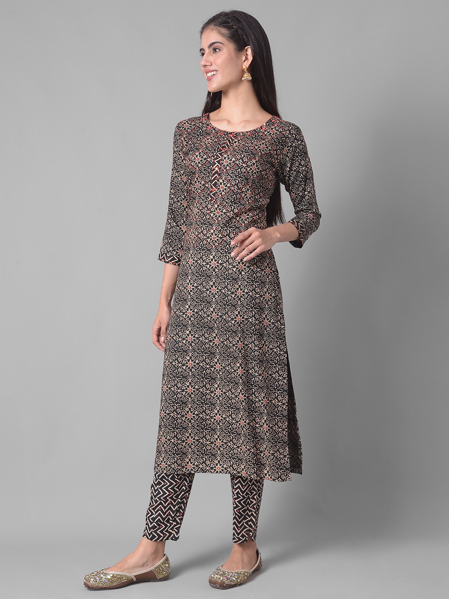 Dollar Missy Black Embellished Kurta With Pants