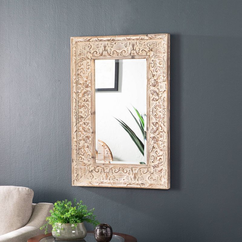 24" x 33.75" Moelege Hanging Decorative Wall Mirror Natural - Southern Enterprises