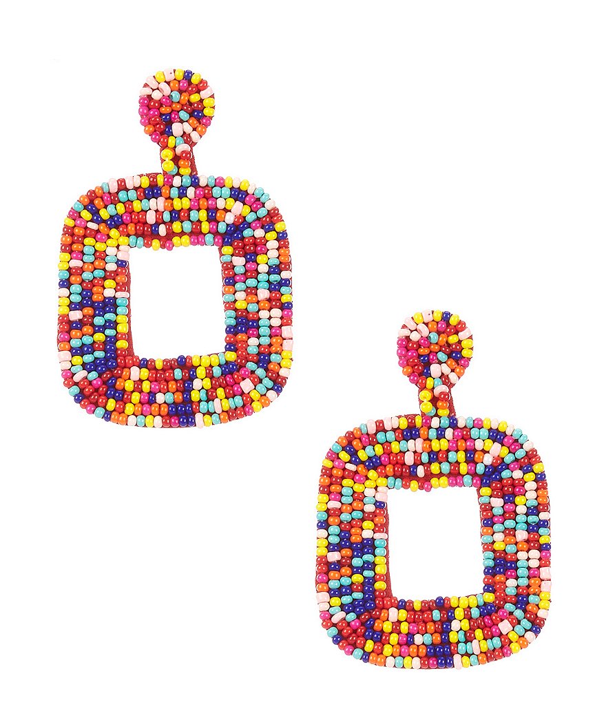 Natasha Accessories Square Beaded Earrings