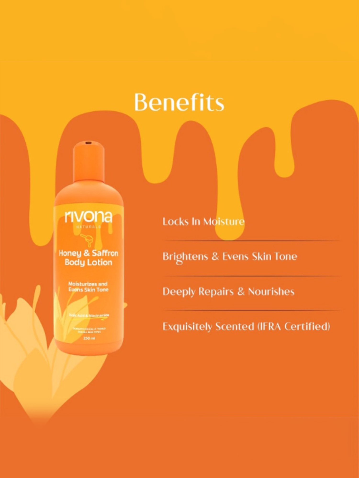 Rivona Naturals Honey & Saffron Body Lotion - 250 ml