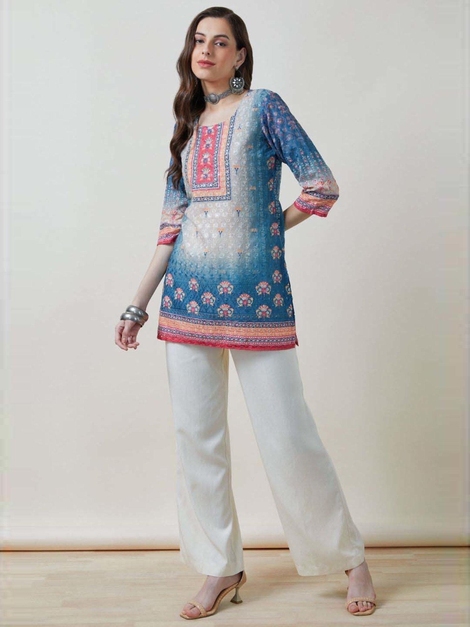 Soch Blue Embroidered Tunic